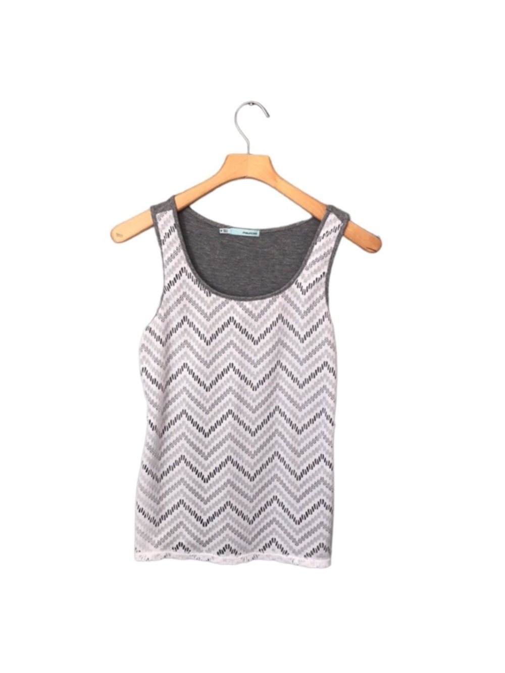Maurices Gray White Sleeveless Chevron Lace Knit Tank Top Medium